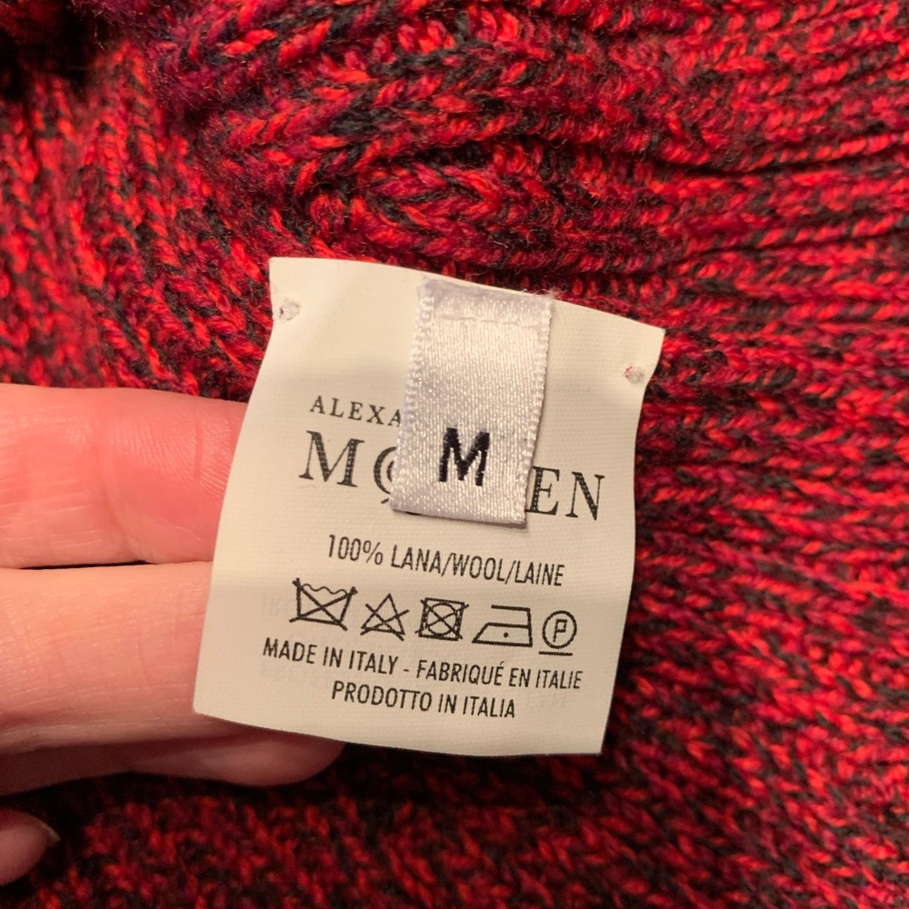 Alexander McQueen peplum marled soft Red Wool Cardigan sweater - Picture 7 of 13